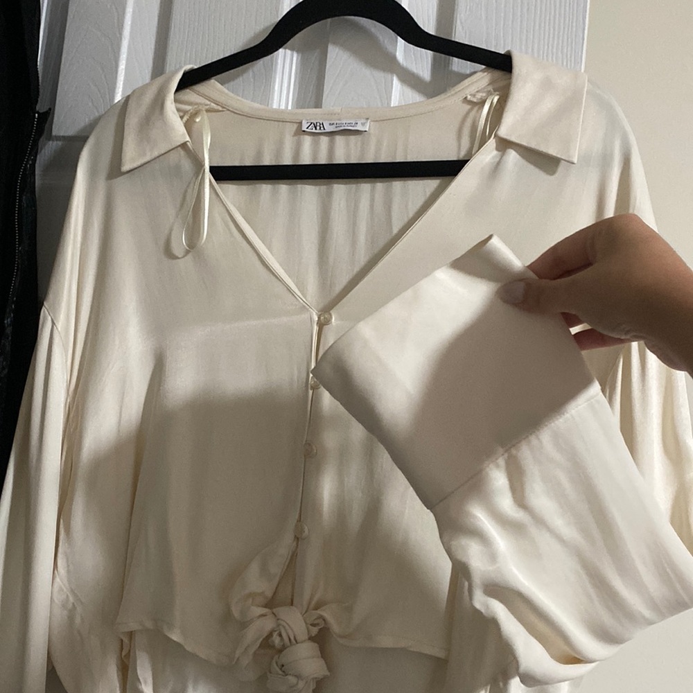 Zara satin ecru top. Worn 2x